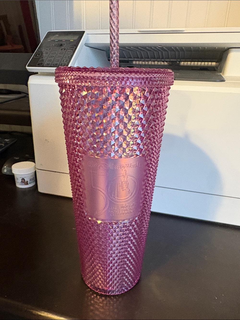 Disney Parks 50th Pink Studded Tumbler with Straw